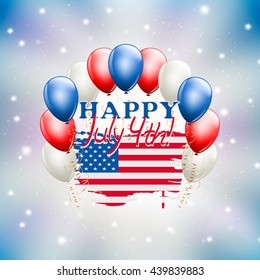 Happy July 4th celebration illustration USA independence day theme. vector