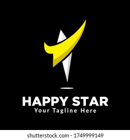 happy Jump arrow up star logo icon, symbol, logo design inspiration