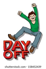 Happy Jump - Day Off Sign, Vector Illustration