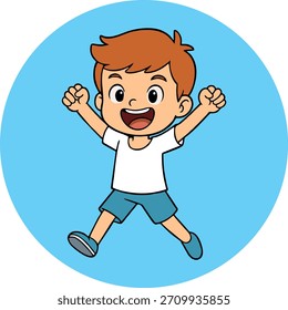 Feliz Vector de animación de niño saltando, archivo EPS de alta resolución