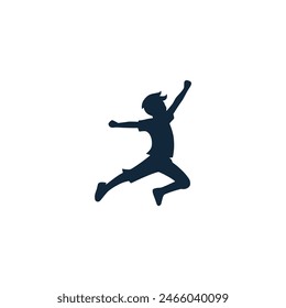 happy jumping boy logo vector illustration template design