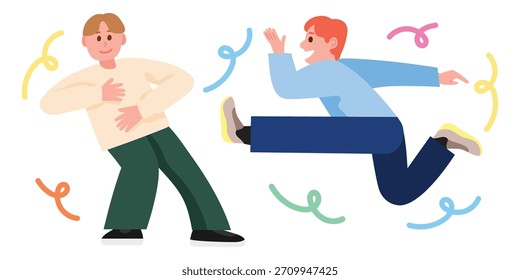 Happy jumping boys vector illustration