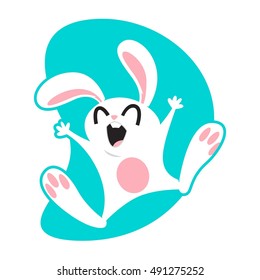 Happy Jumping Bunny Vector Graphic 