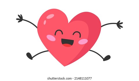 Happy Jumping Cartoon Heart. Vector illustration