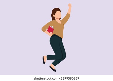 Happy jumping concept. Colored flat vector illustration isolated.