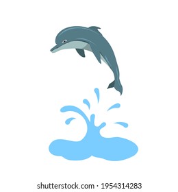 Happy Jumping Dolphin. vector Illustration on a white background