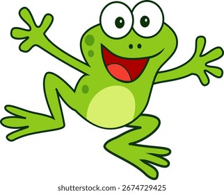 Happy Jumping Frog Cartoon Character