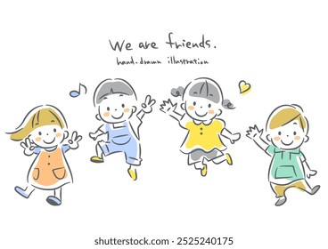 crianças saltitantes felizes, ilustração bonito