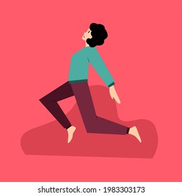 happy jumping man. flat illustration
