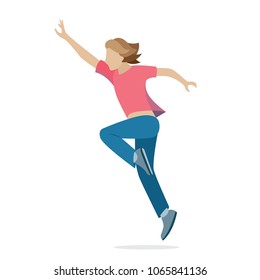 Happy jumping man. Jumping male character flat cartoon style vector illustration.
Jumping character isolated on white background.