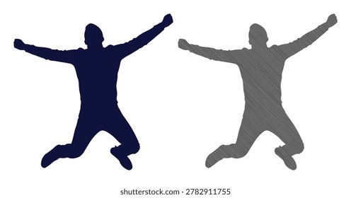 Happy jumping man vector illustration. two jumping people isolated on white background. flat style design.
