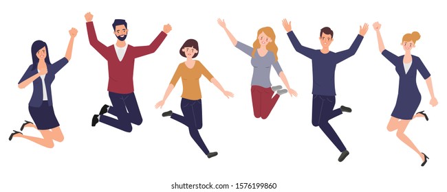 Business People Jump Together Illustration Team Stock Vector (Royalty ...