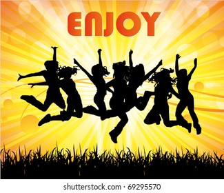 Happy Jumping People Stock Vector (Royalty Free) 69295570 | Shutterstock