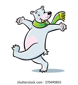 Happy jumping polar bear