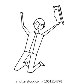 happy jumping student man hat graduate