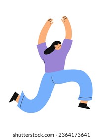 Feliz salto de mujer. Ilustración vectorial plana.