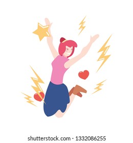 happy jumping woman - girl power