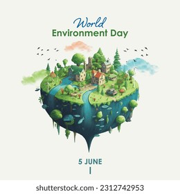 Happy June 5 World Environment Day. Vector, illustration.