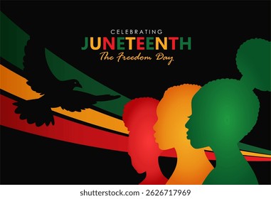 Happy Juneteenth 2025 greeting. Black American freedom day vector illustration. African American history design. 