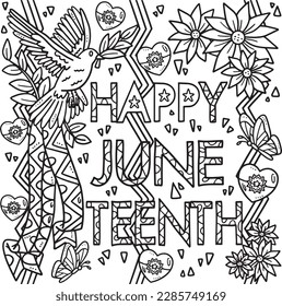 Happy Juneteenth Banner Coloring Page for Kids