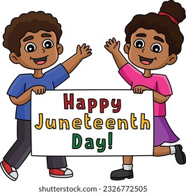 Happy Juneteenth Day Banner Cartoon Clipart