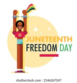 Happy Juneteenth Freedom Day 19 June black people girl women celebration poster vector design