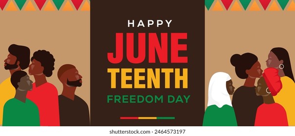 happy juneteenth freedom day horizontal banner illustration