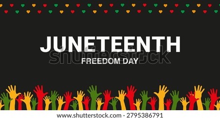 Happy Juneteenth Freedom Day Vector Design. Juneteenth Freedom Day Celebration with Colorful Raised Hands
