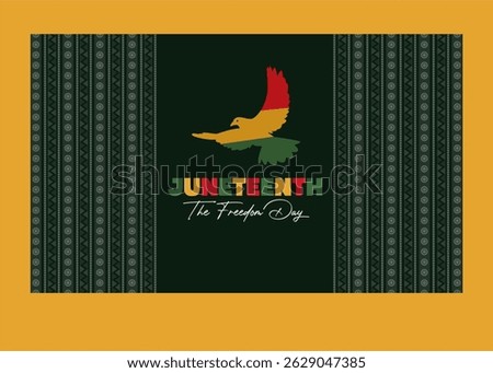 Happy junettenth 2025 ethnic  decorative banner and background. Pan-America Freedom Bird. Best for Juneteenth Celebration on June 2025. 