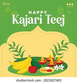 Happy Kajari Teej Banner Design Template.