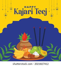 Happy Kajari Teej Banner Design Template.