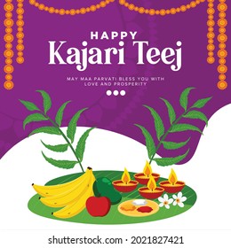 Happy Kajari Teej Banner Design Template.