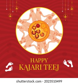 Happy kajari teej Indian festival banner design template.