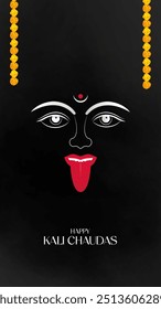 Happy Kali Chaudas Indian Hindu Festival Vektor Feier Göttin Kali. Happy Naraka Chaturdashi Kali Chaudas Post Design

