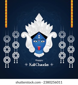 Happy Kali Chaudas and Naraka Chaturdashi Indian Hindu Festival Vector Celebration Goddess Kali