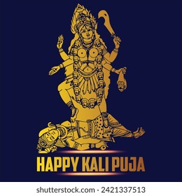 Happy kali puja Feier behindern Festival Social Media Post Design.