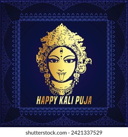 Happy kali puja celebration hindu festival social media post design.