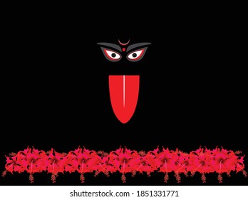 Happy Kali Puja Festival. Flowers & Goddess Kali. vector illustrations.