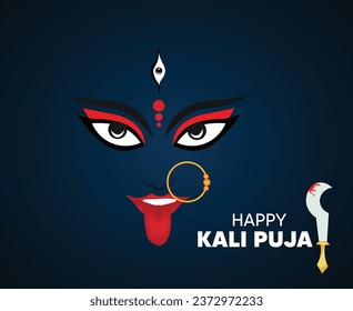 Happy Kali Puja Indian Festival vector poster