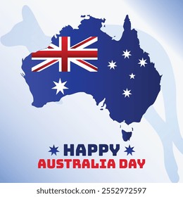 Feliz día de Australia canguro con mapa y bandera australiana