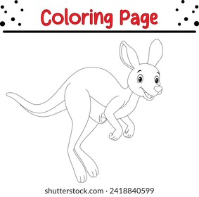 Happy Kangaroo coloring book for kids. Wild animal coloring pages for children