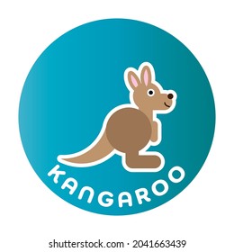 Feliz Kangaroo - divertido animal de caricatura. Carácter infantil. Ilustración vectorial simple con sombra caída.