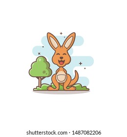 happy kangaroo with tree vector illustration,eps 10