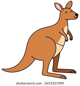 feliz canguru selvagem animal fauna plana cor vetor ilustração modelo design