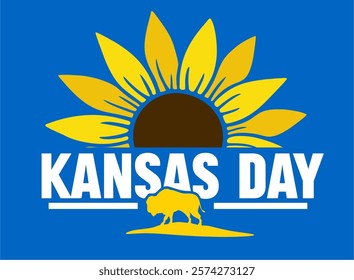 happy kansas day with beautiful sunflowers