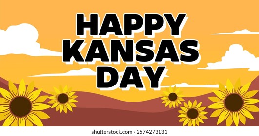 happy kansas day with beautiful sunflowers