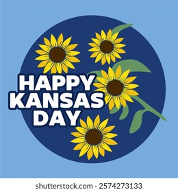 happy kansas day with beautiful sunflowers