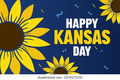 happy kansas day with beautiful sunflowers