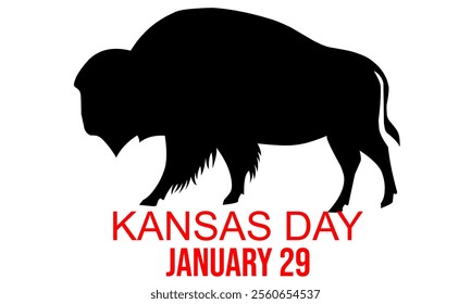 Happy Kansas Day with bison silhouette