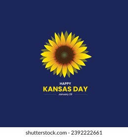 Feliz Día de Kansas. Concepto del día de Kansas. Ilustración vectorial de girasol.